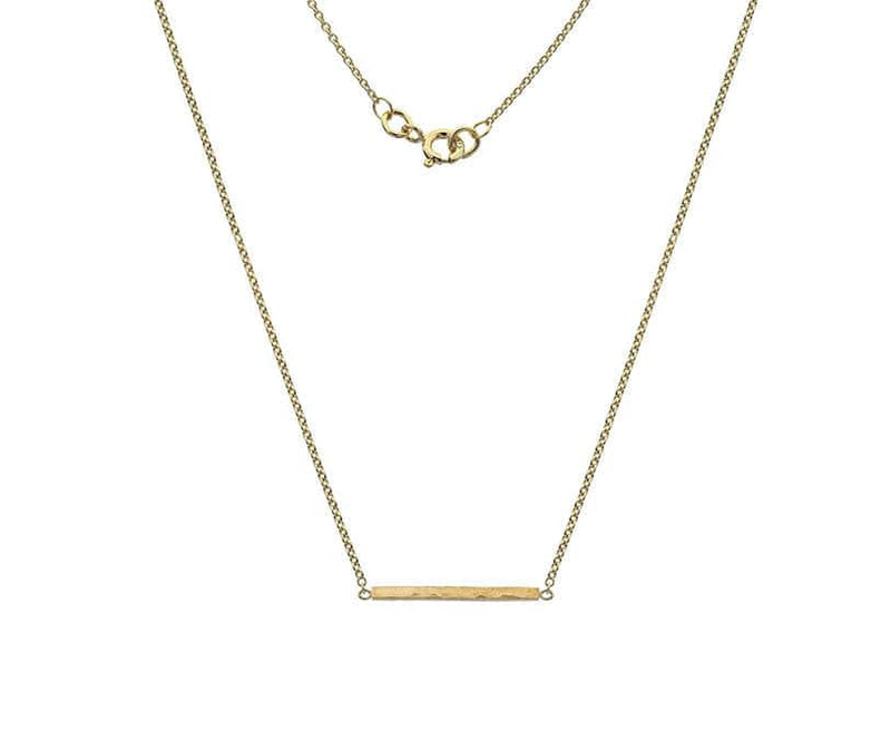 9ct Yellow Gold Hammered Square Bar Pendant