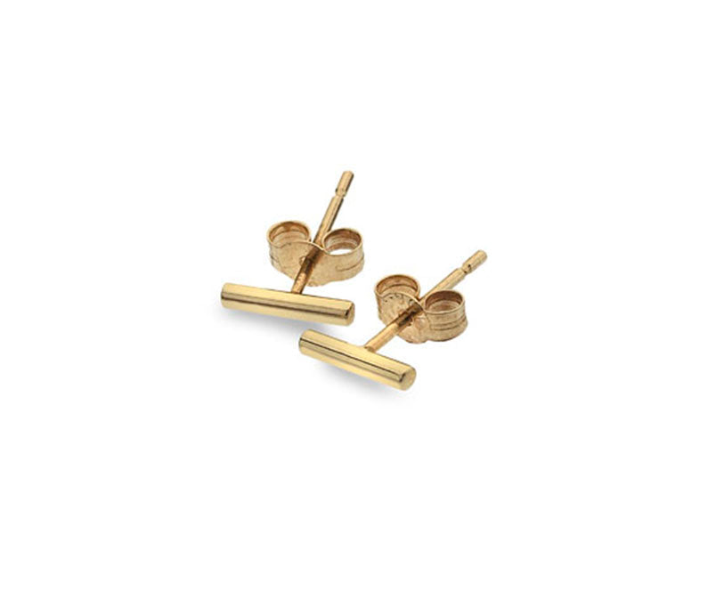 9ct Yellow Gold Round Bar Stud Earrings