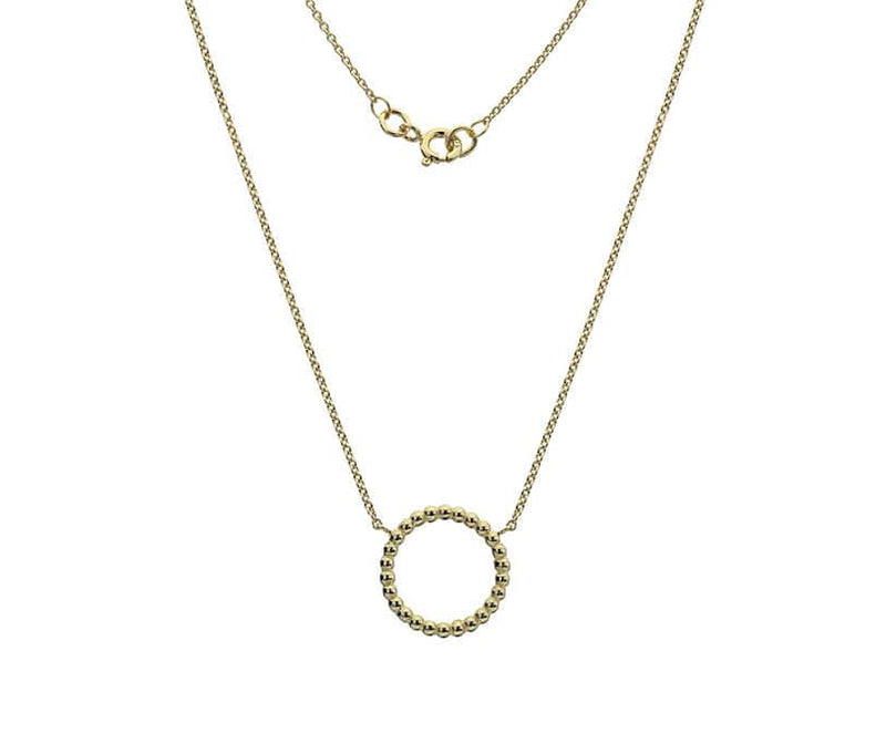 9ct Yellow Gold Beaded Circle Pendant