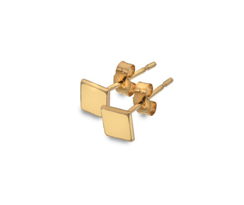 9ct Yellow Gold Square Stud Earrings