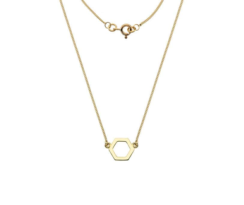 9ct Yellow Gold Geometric Hexagonal Pendant