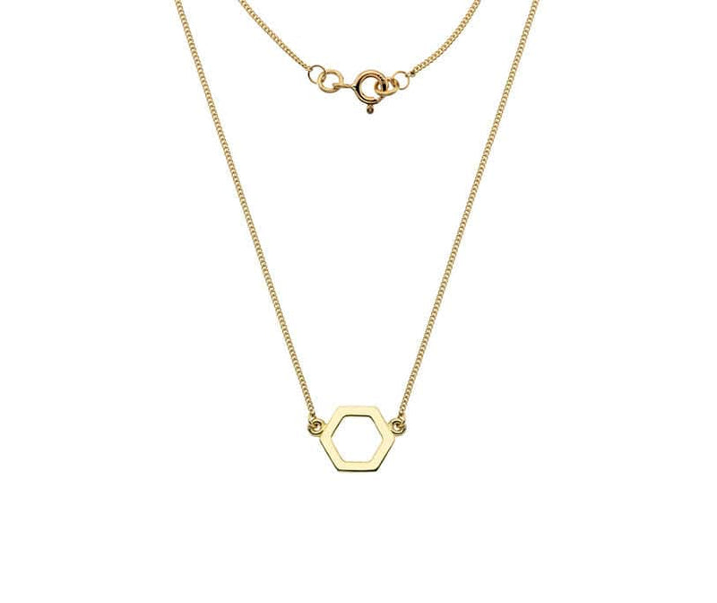 9ct Yellow Gold Geometric Hexagonal Pendant