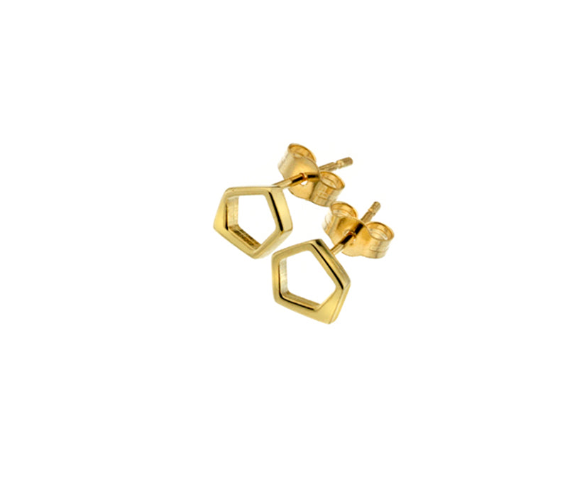 9ct Yellow Gold Pentagon Earring Studs
