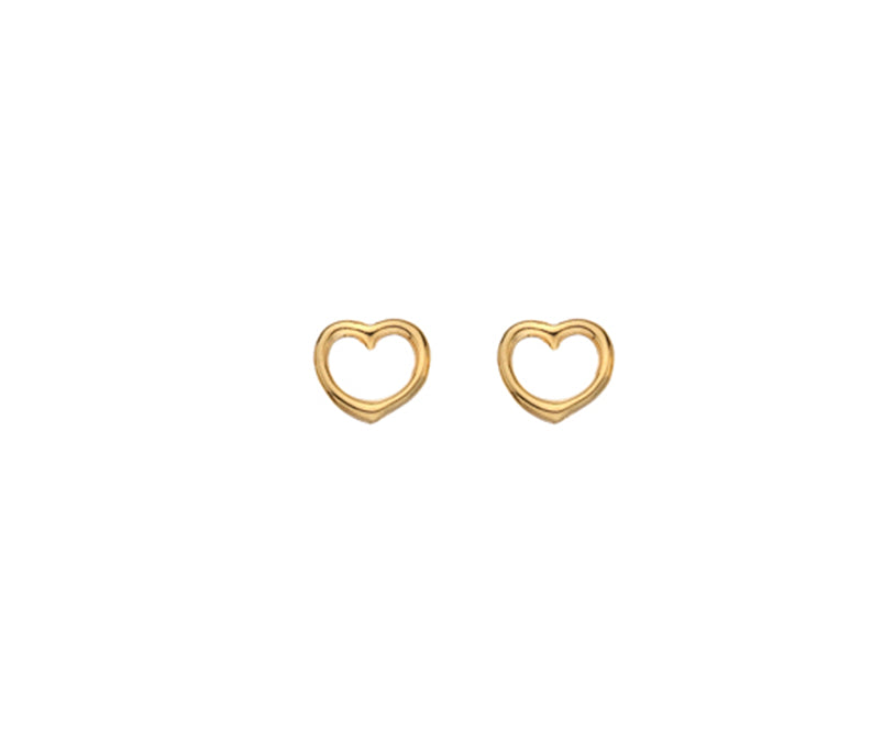 9ct Yellow Gold Open Heart Stud Earrings