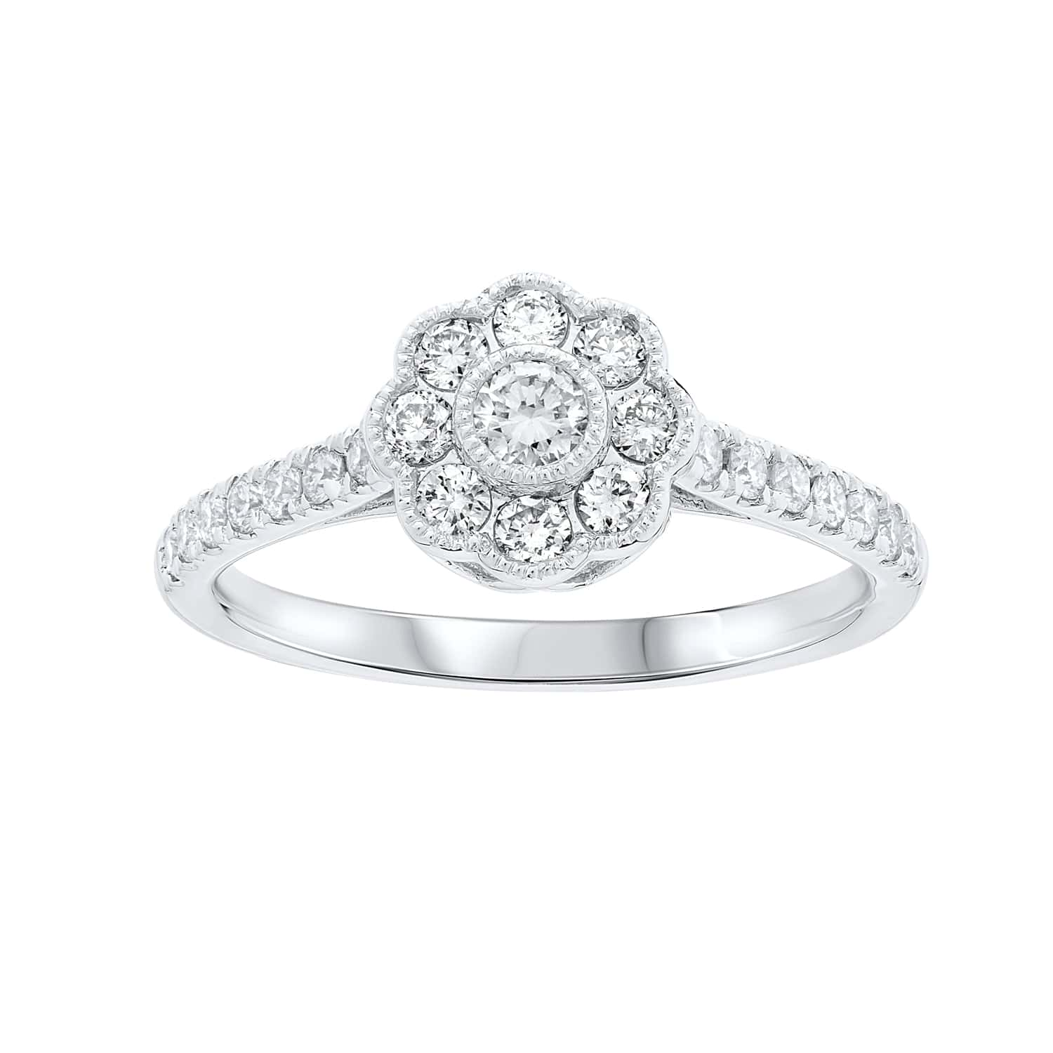 Flower Shape Diamond Cocktail Dress Ring