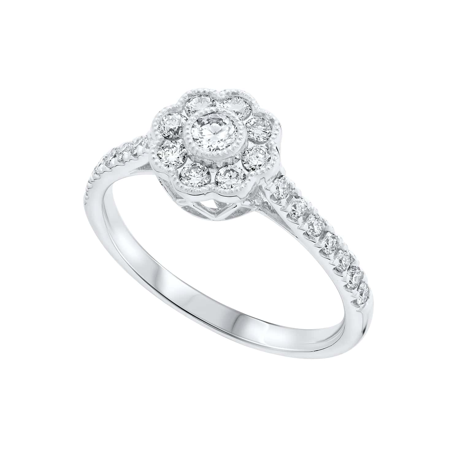 Flower Shape Diamond Cocktail Dress Ring