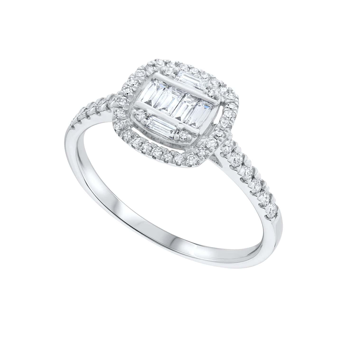 Cushion Shape Diamond Cluster Cocktail Dress Ring