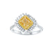 Yellow Diamond Flower Cocktail Dress Ring With Diamond Set Shoulders
