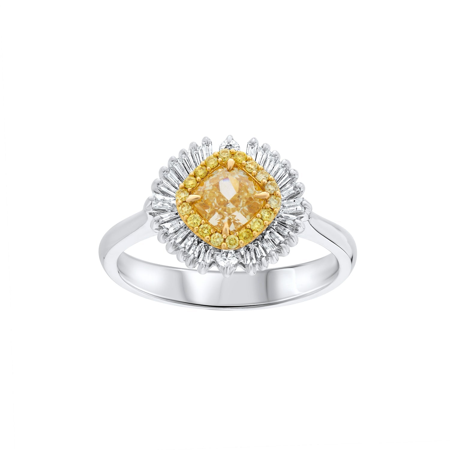 Yellow Diamond Small Flower Cocktail Dress Ring