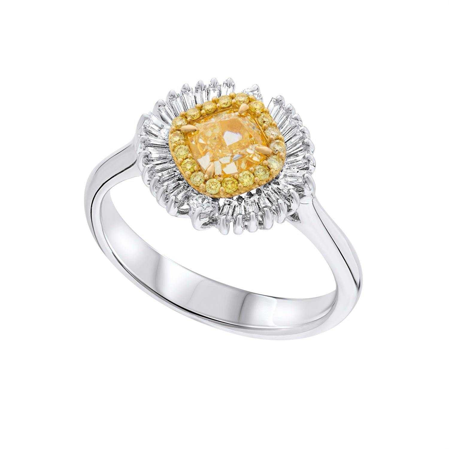 Yellow Diamond Small Flower Cocktail Dress Ring