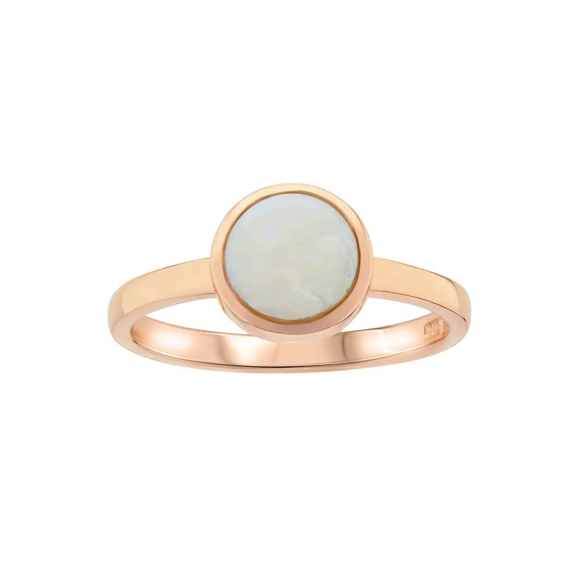 Gold Opal Rubover Stacking Ring