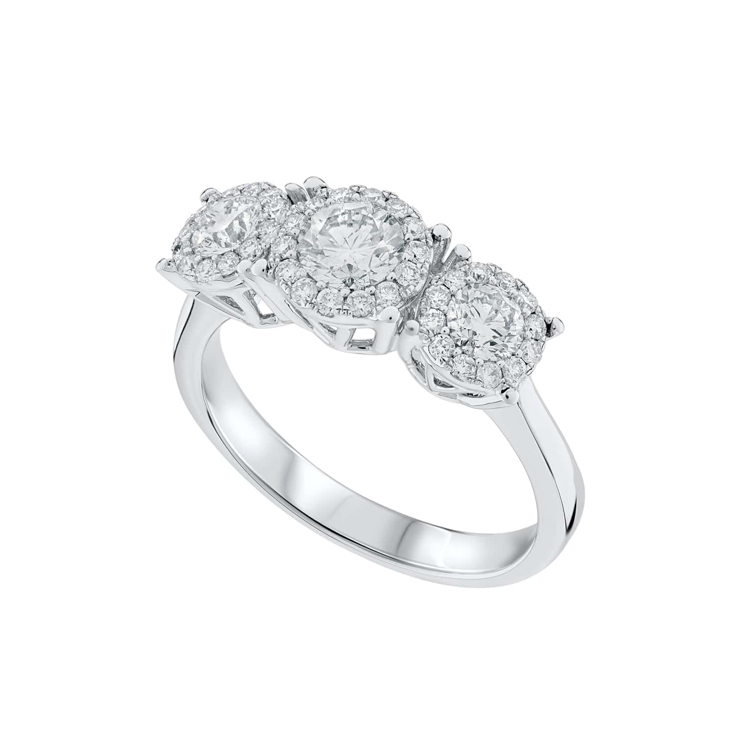 Trilogy Diamond Halo Triple Cluster Dress Ring