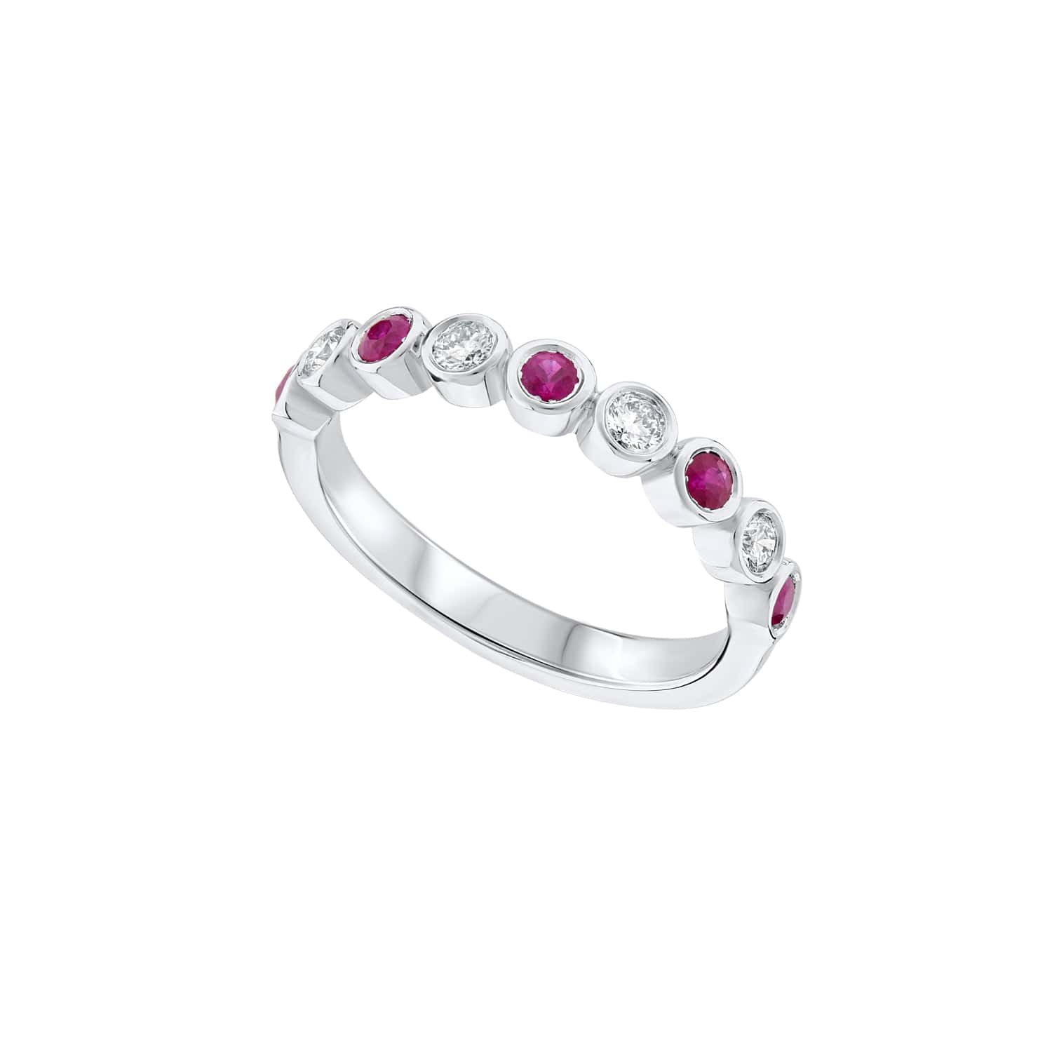 Ruby and Diamond Bubble Rubover Ring