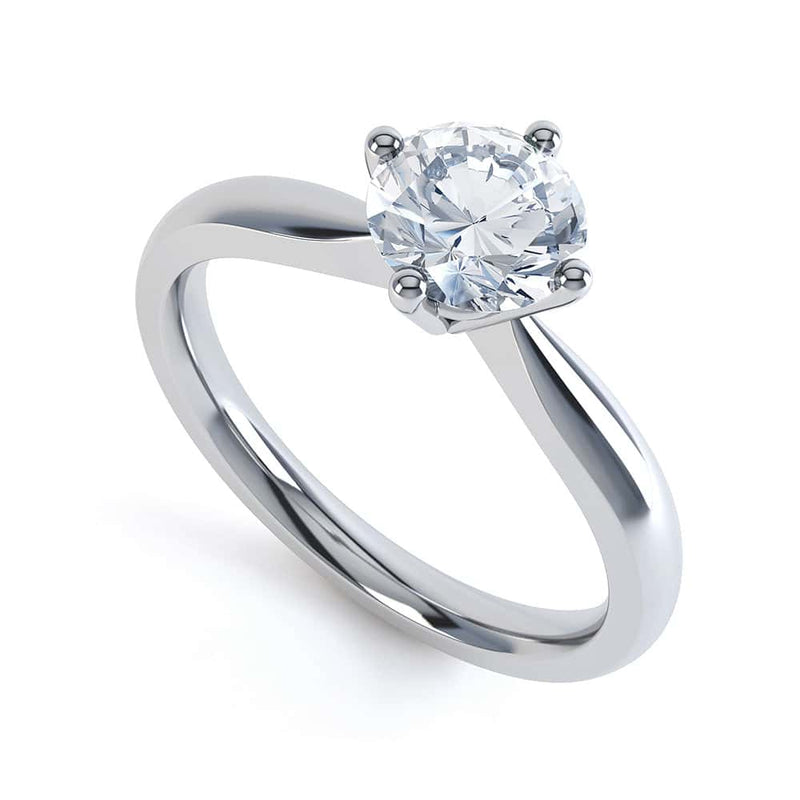 North South Diamond Solitaire Engagement Ring Plain Shoulders