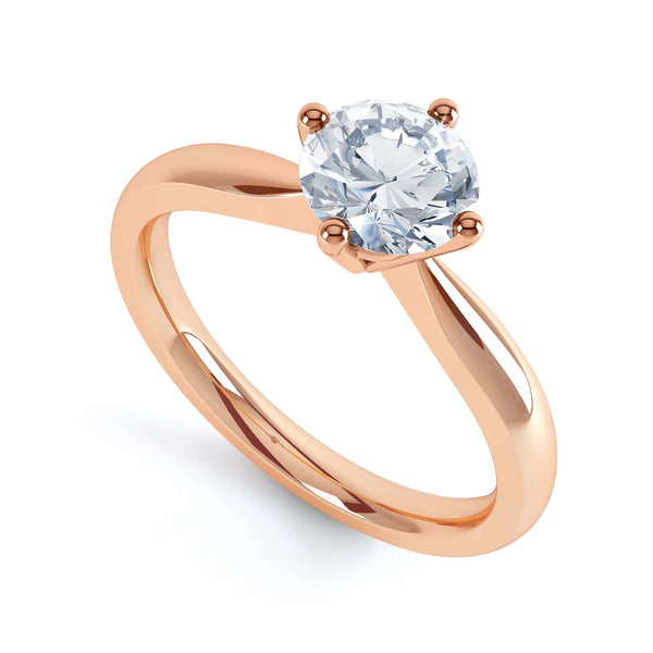 North South Diamond Solitaire Engagement Ring Plain Shoulders