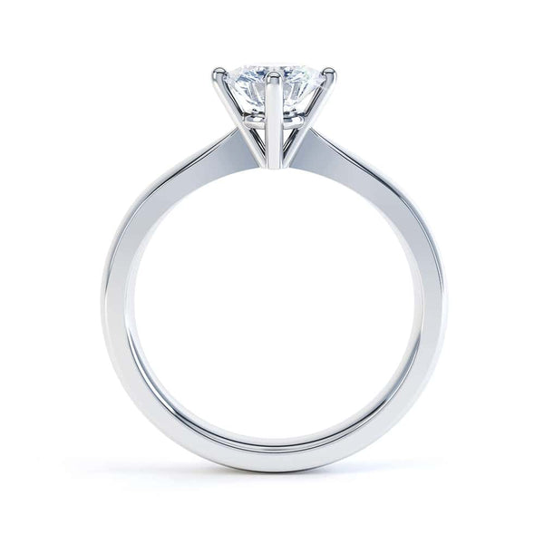 North South Diamond Solitaire Engagement Ring Plain Shoulders