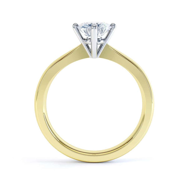 North South Diamond Solitaire Engagement Ring Plain Shoulders