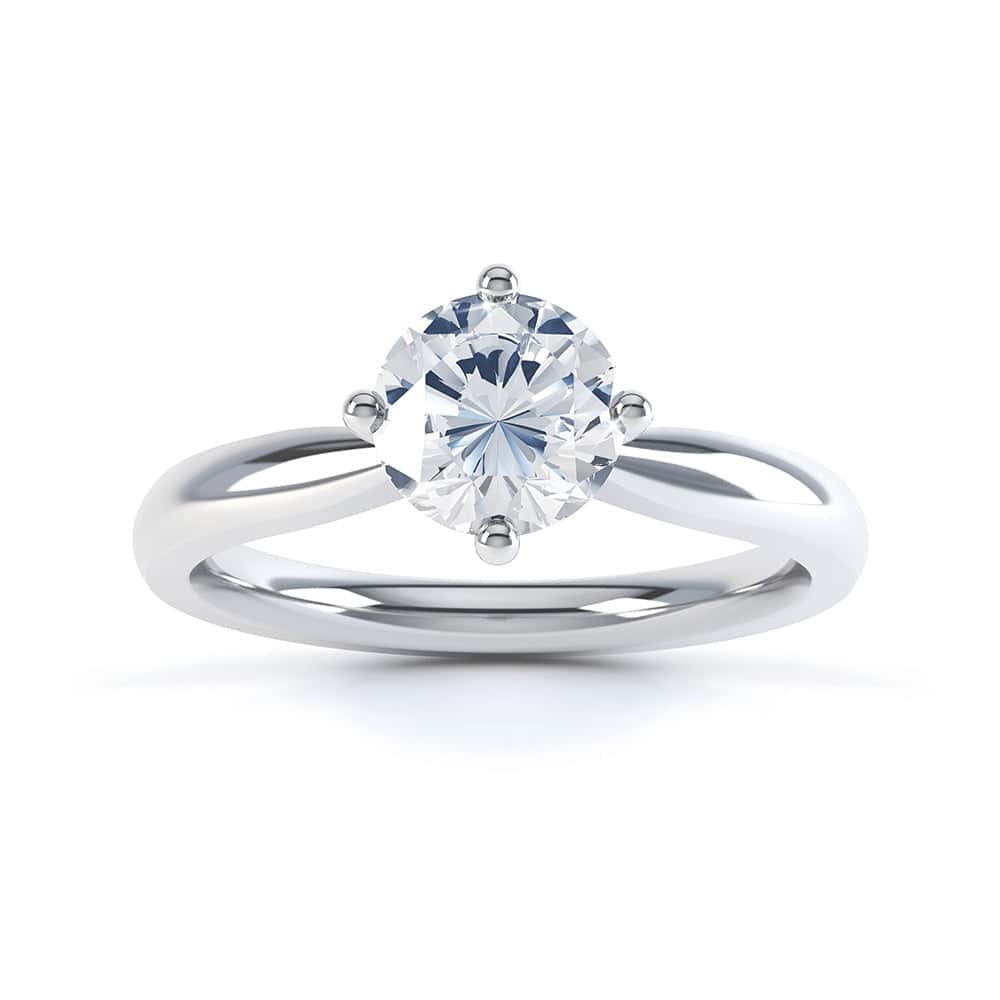 North South Diamond Solitaire Engagement Ring Plain Shoulders