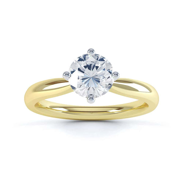 North South Diamond Solitaire Engagement Ring Plain Shoulders