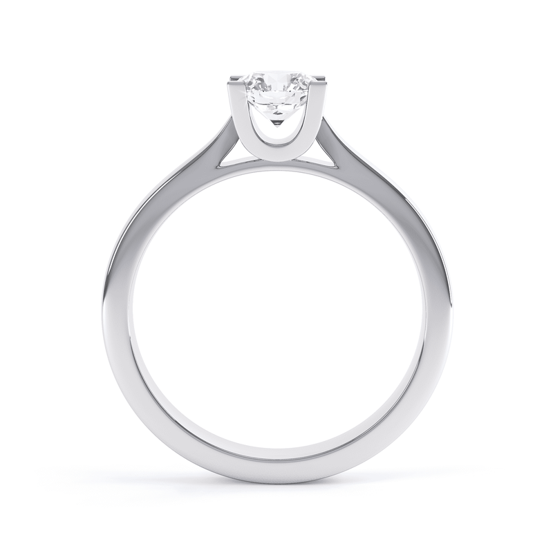 Round Brilliant Cut Centre Stone, Four claw, Tapered Shoulders, Diamond Engagement Ring