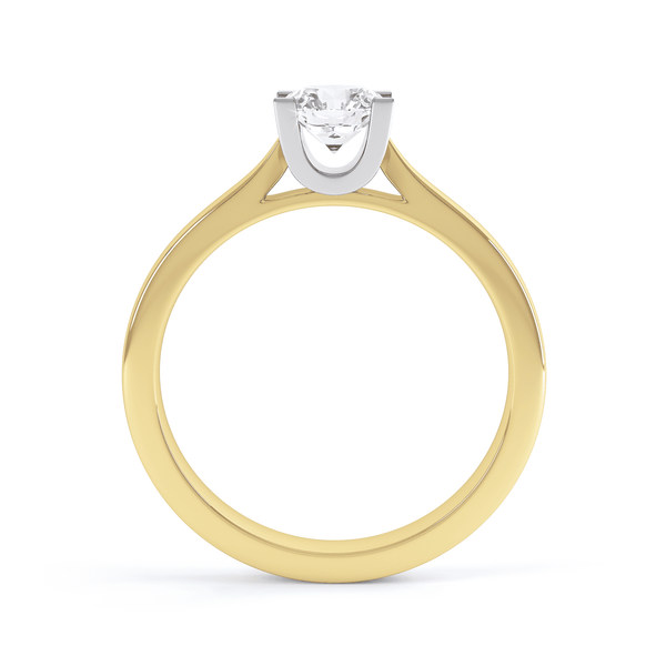 Round Brilliant Cut Centre Stone, Four claw, Tapered Shoulders, Diamond Engagement Ring