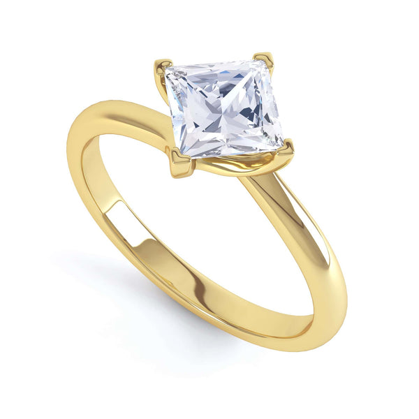 Princess Cut Centre Stone, Four Claw Twist, Diamond Engagement Ring