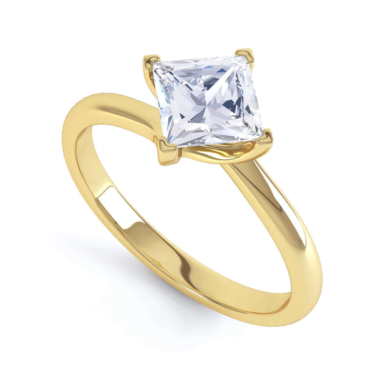 Princess Cut Centre Stone, Four Claw Twist, Diamond Engagement Ring