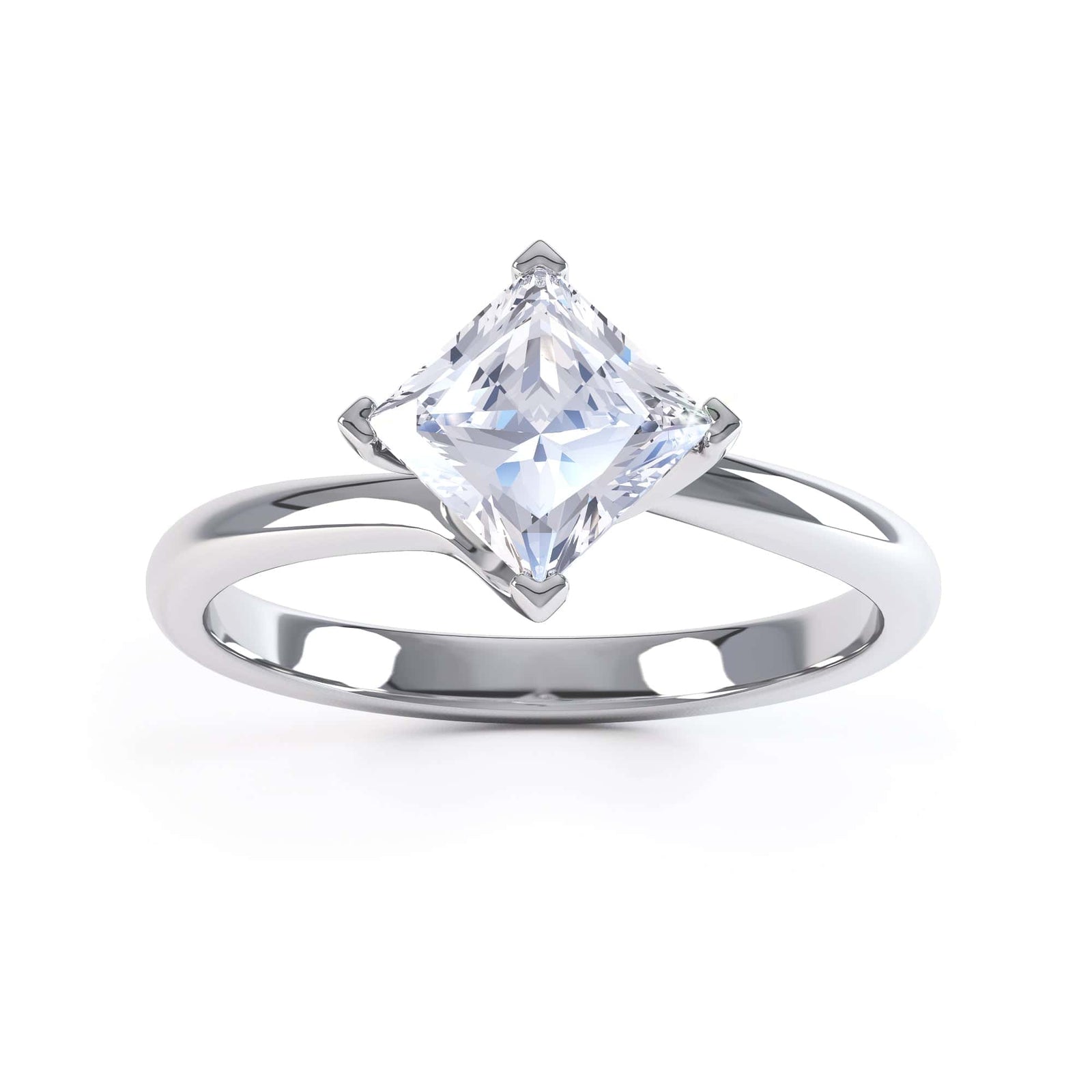 Princess Cut Centre Stone, Four Claw Twist, Diamond Engagement Ring