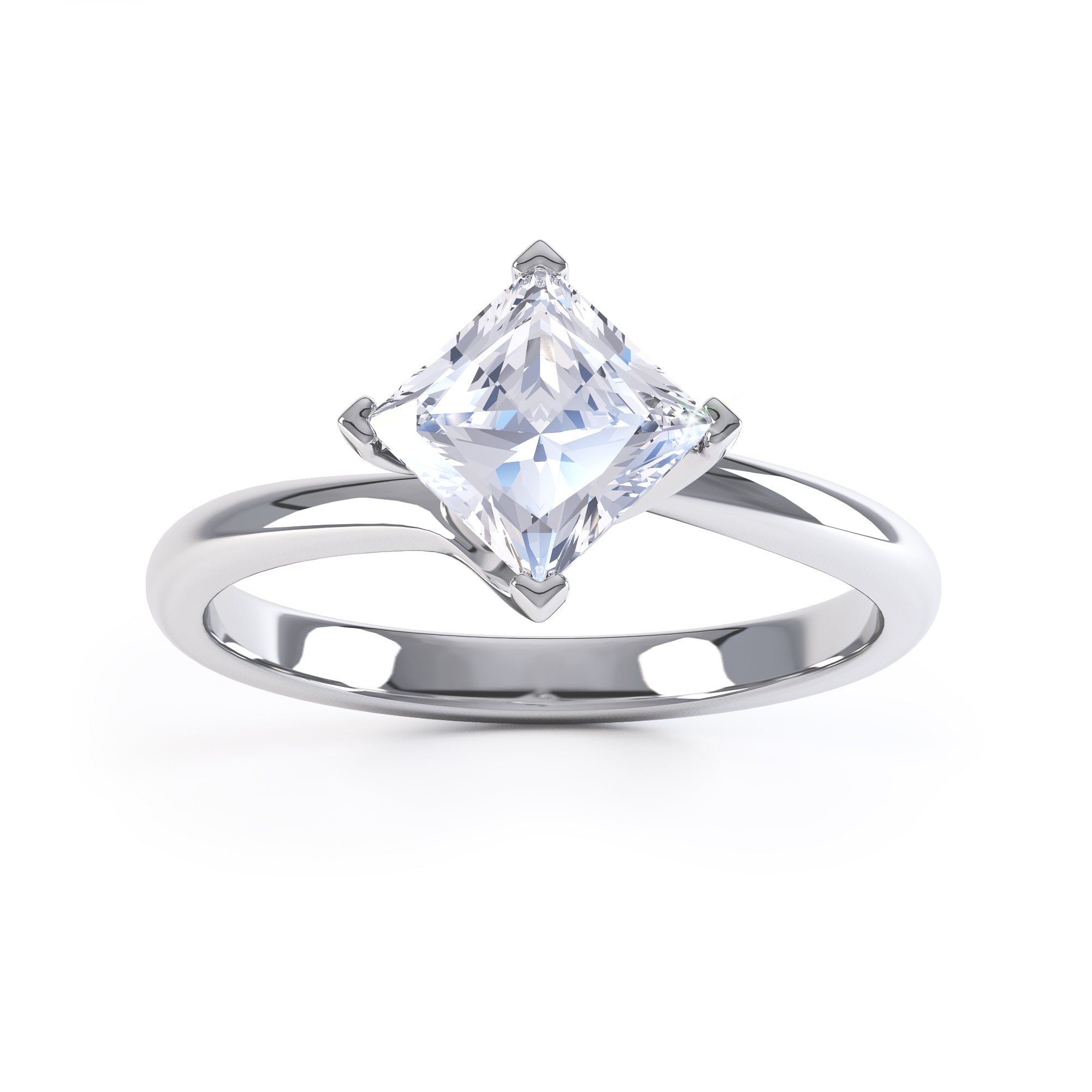 Princess Cut Centre Stone, Four Claw Twist, Diamond Engagement Ring