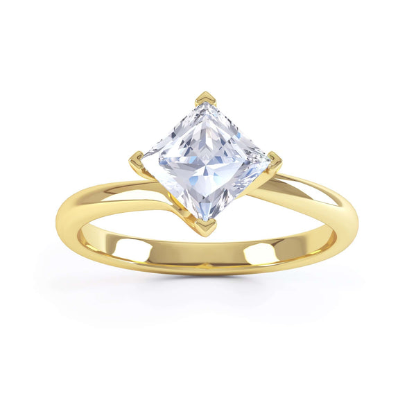 Princess Cut Centre Stone, Four Claw Twist, Diamond Engagement Ring