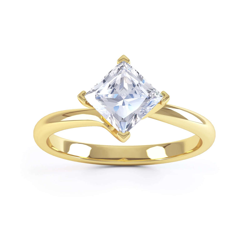 Princess Cut Centre Stone, Four Claw Twist, Diamond Engagement Ring