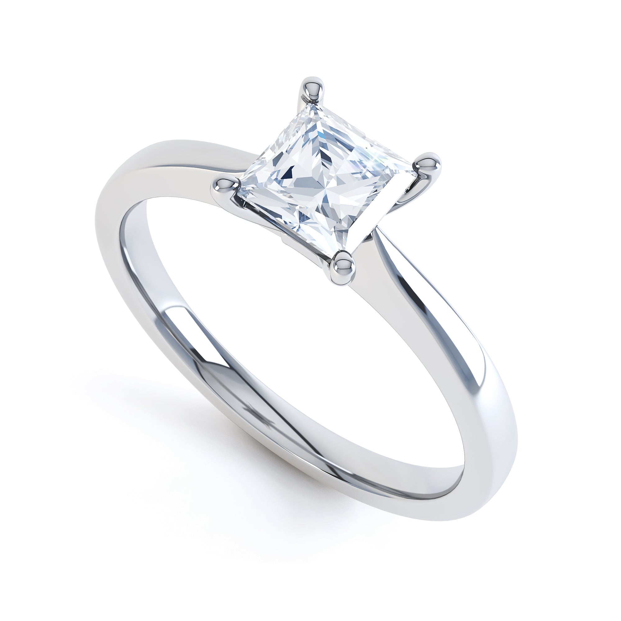 Princess Cut Centre Stone, 4 Claw, Knife Edge Shoulders, Diamond Engagement Ring