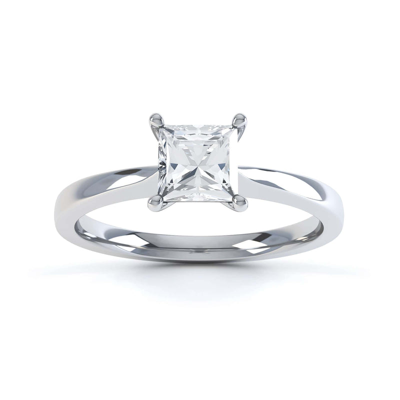 Princess Cut Centre Stone, 4 Claw, Knife Edge Shoulders, Diamond Engagement Ring