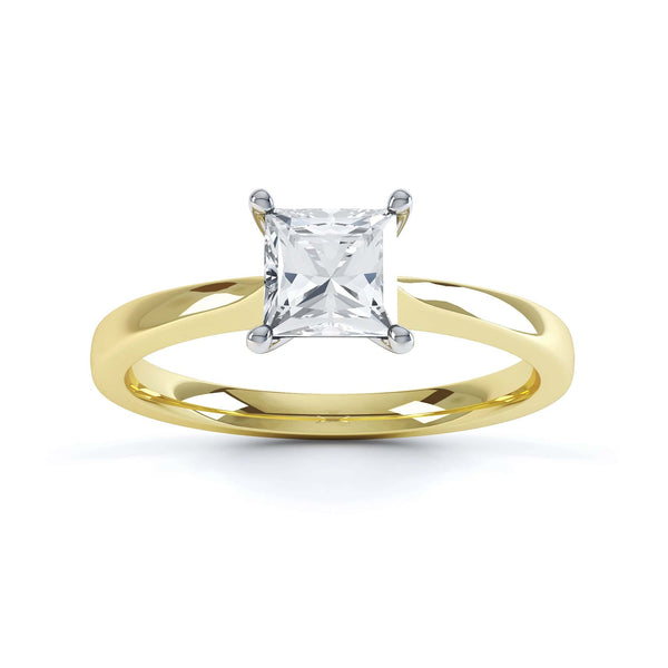 Princess Cut Centre Stone, 4 Claw, Knife Edge Shoulders, Diamond Engagement Ring