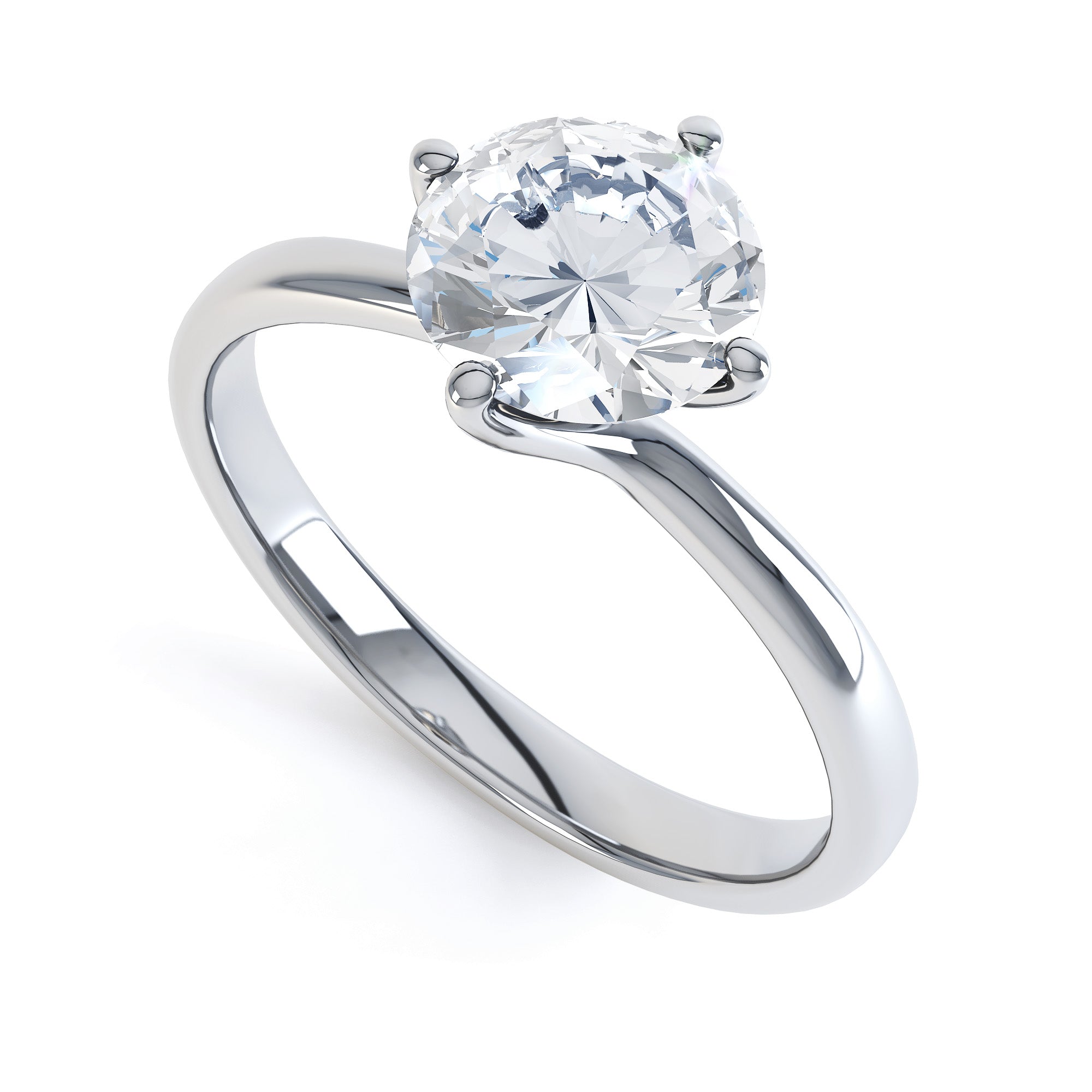 Round Brilliant Cut Centre Stone, Four Claw Twist, Diamond Engagement Ring