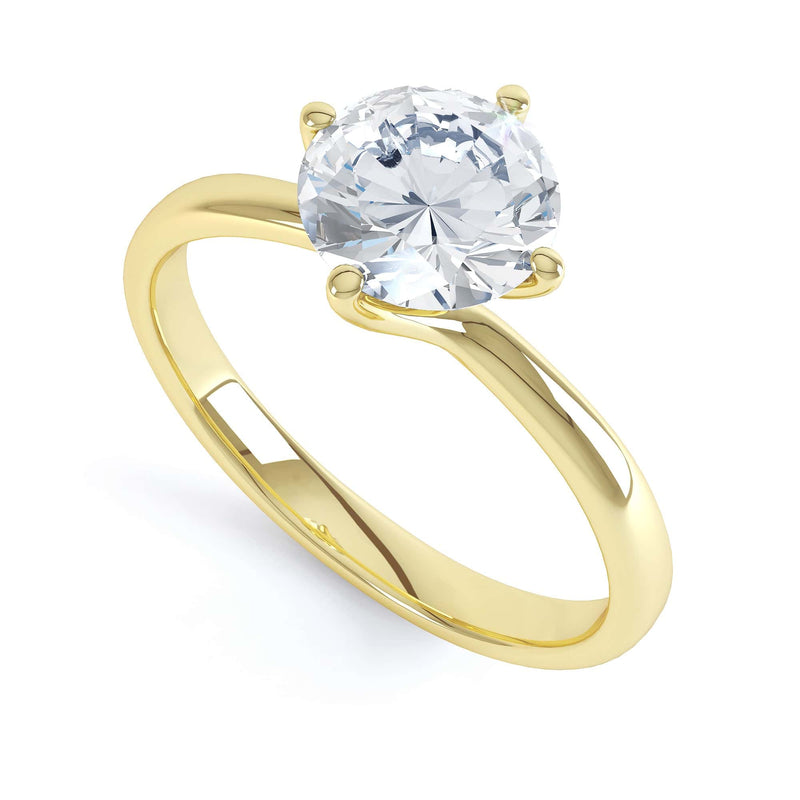 Round Brilliant Cut Centre Stone, Four Claw Twist, Diamond Engagement Ring