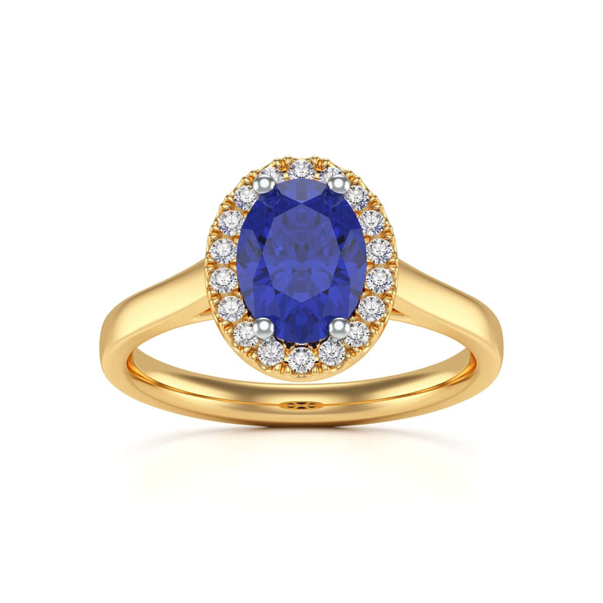 Oval Halo Blue Sapphire and Diamond Ring