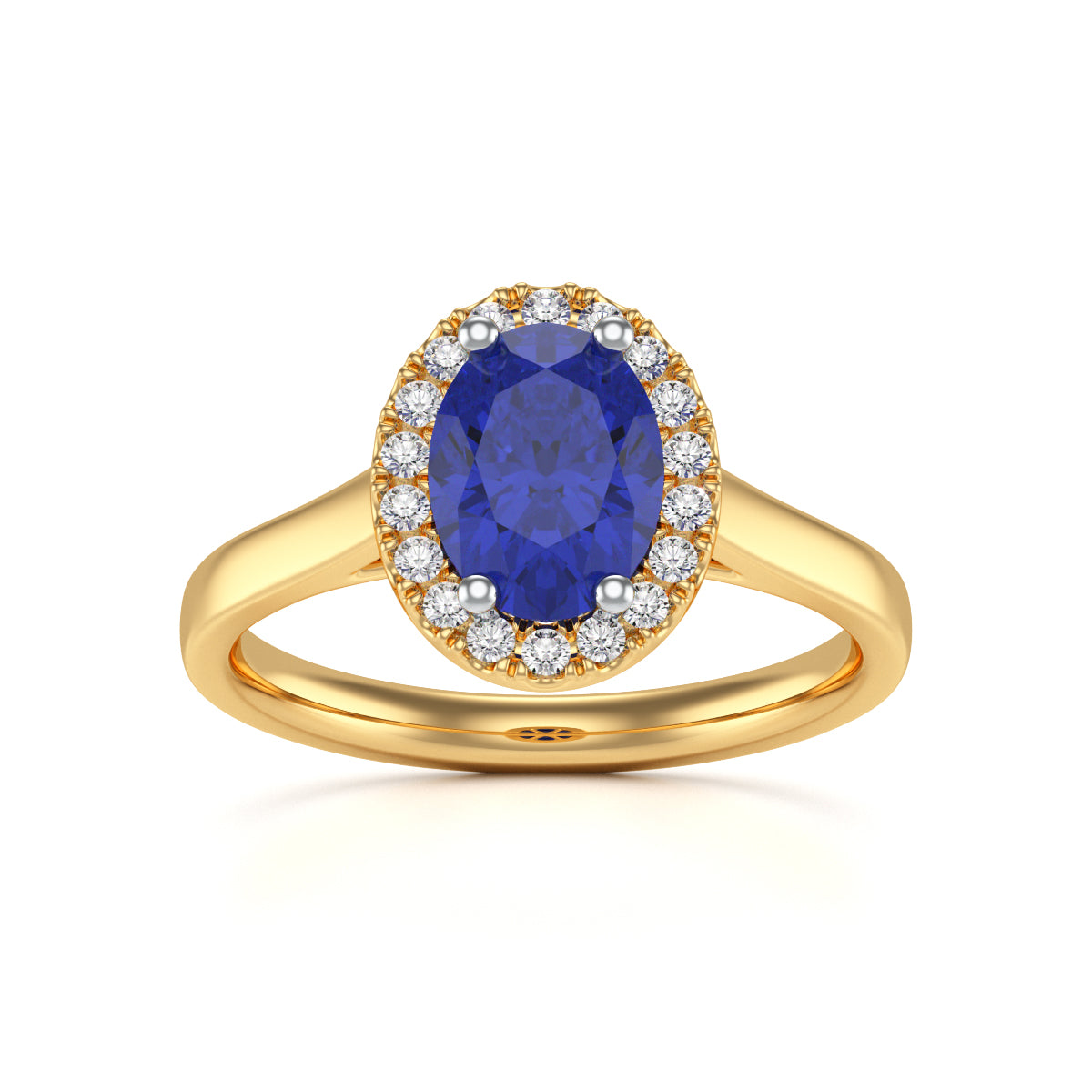 Oval Halo Blue Sapphire and Diamond Ring