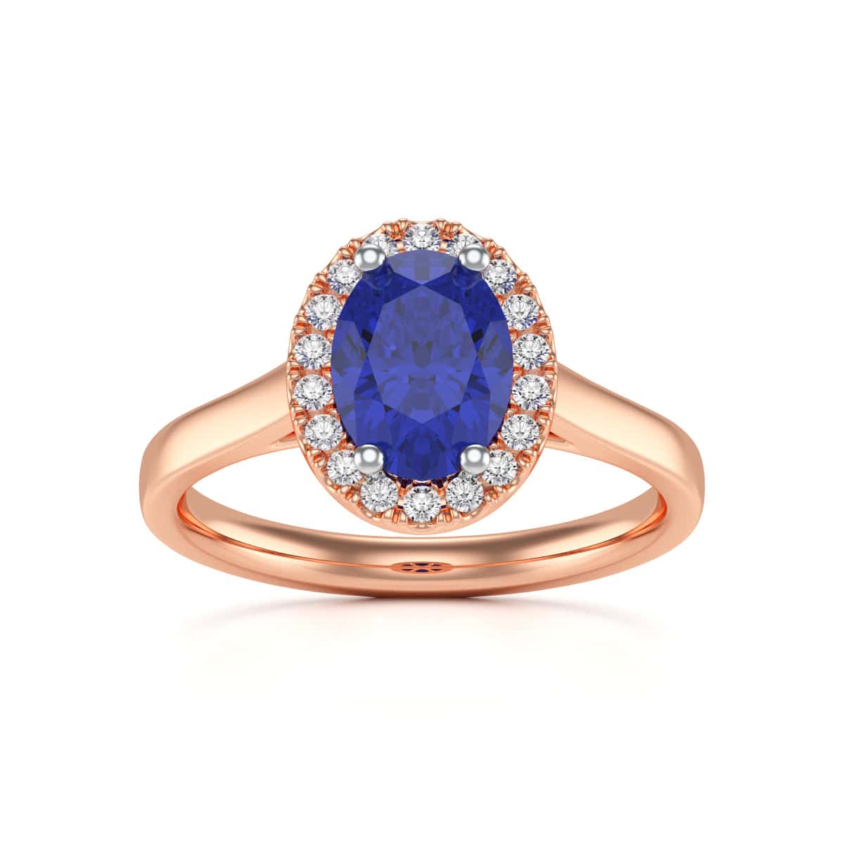 Oval Halo Blue Sapphire and Diamond Ring Manna Jewellers Ltd