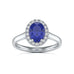 Diamond Halo Oval Shape Blue Sapphire Engagement Ring in 18ct Gold and Platinum