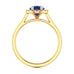 Diamond Halo Oval Shape Blue Sapphire Engagement Ring in 18ct Gold and Platinum