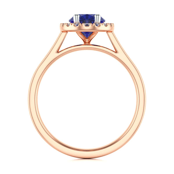 Diamond Halo Oval Shape Blue Sapphire Engagement Ring in 18ct Gold and Platinum