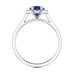 Diamond Halo Oval Shape Blue Sapphire Engagement Ring in 18ct Gold and Platinum