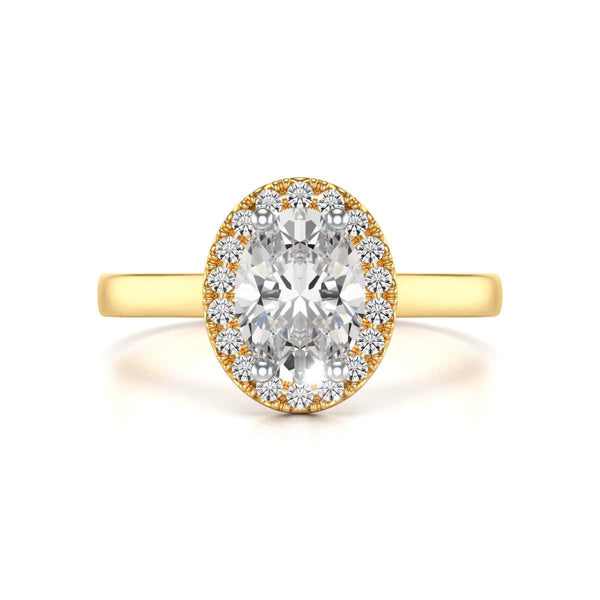 18ct Gold  Halo Diamond Engagement Ring - Oval Shape