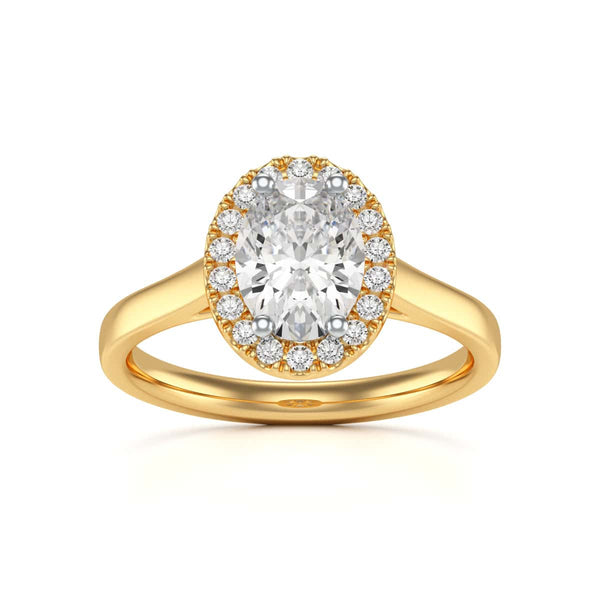 18ct Gold  Halo Diamond Engagement Ring - Oval Shape
