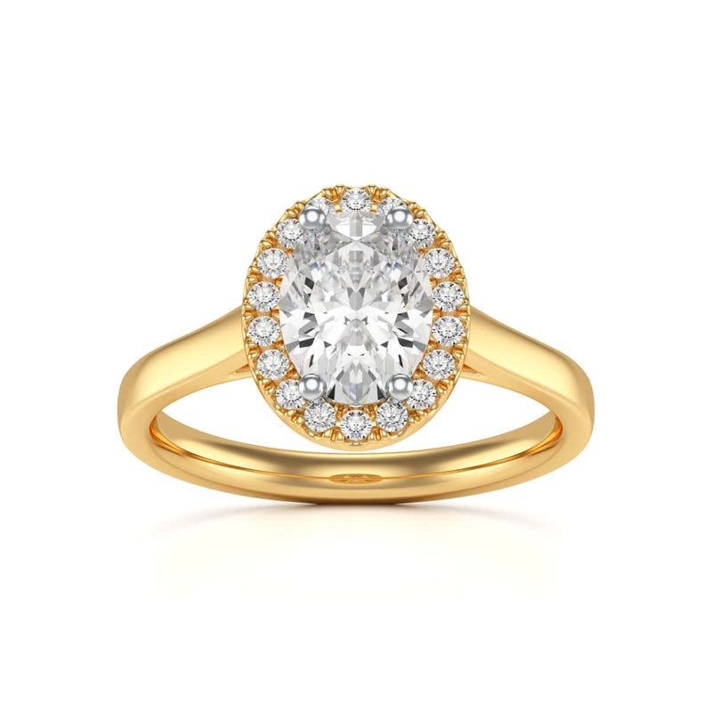 18ct Gold  Halo Diamond Engagement Ring - Oval Shape