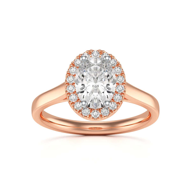 18ct Gold  Halo Diamond Engagement Ring - Oval Shape