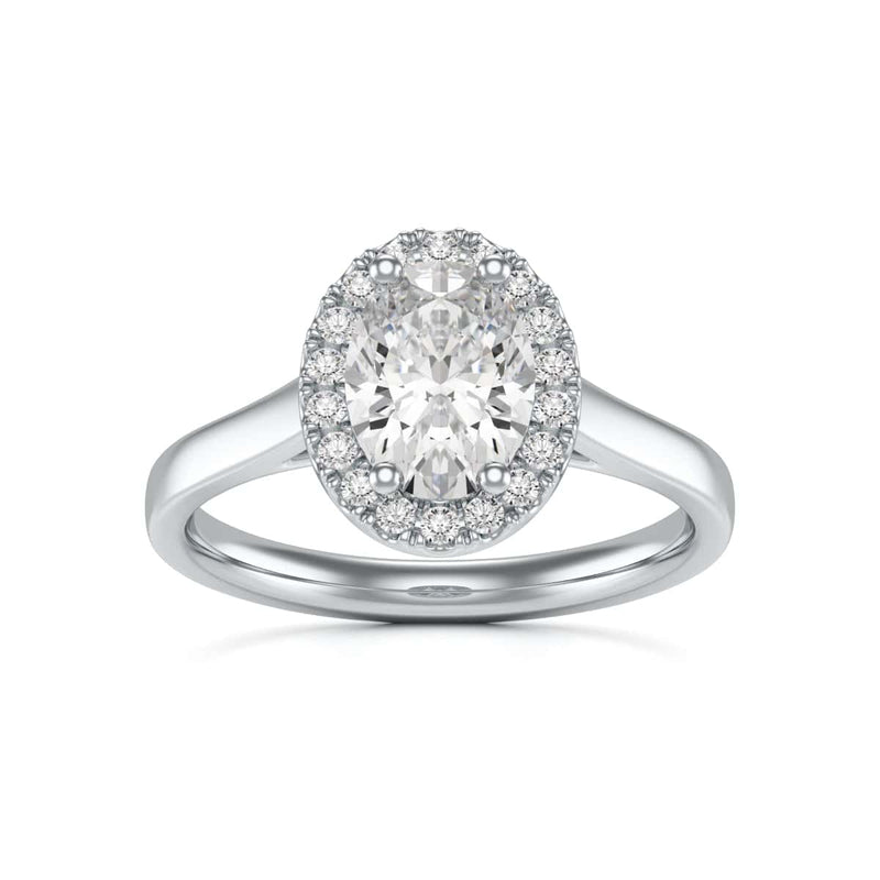 18ct Gold  Halo Diamond Engagement Ring - Oval Shape