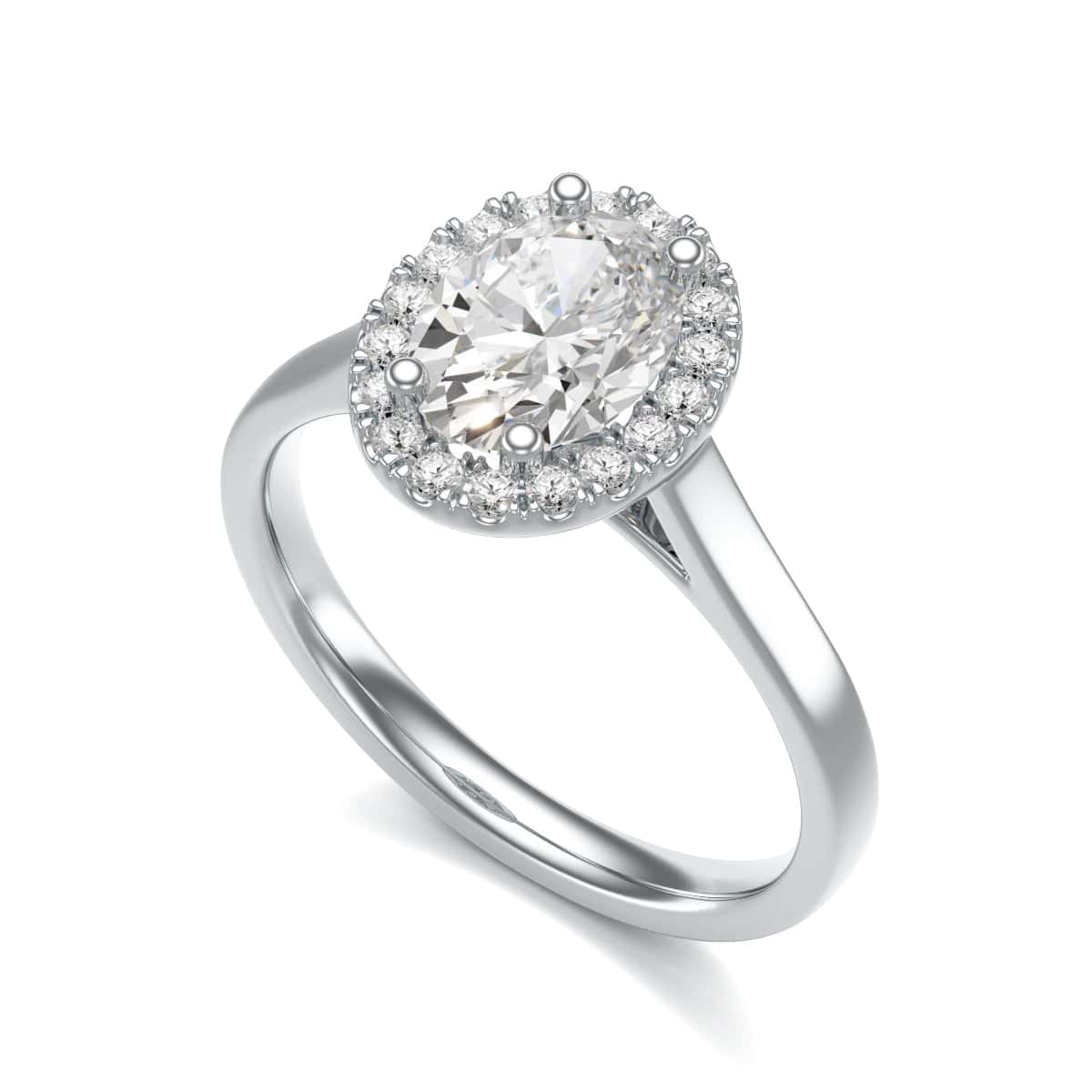 18ct Gold  Halo Diamond Engagement Ring - Oval Shape
