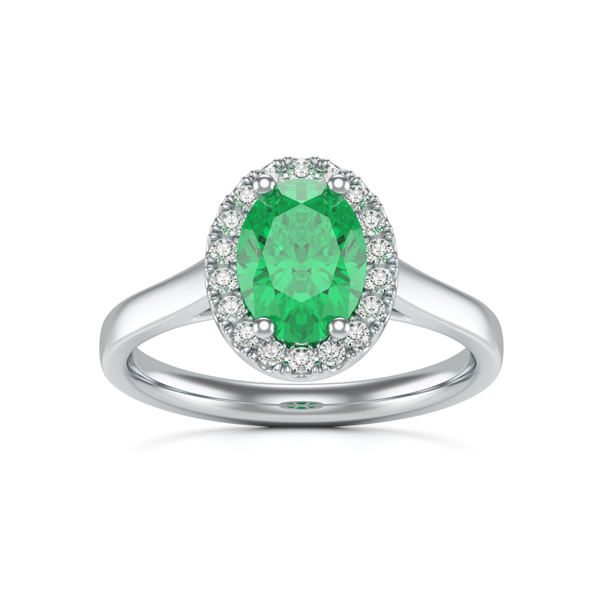 Oval Halo Emerald and Diamond Ring